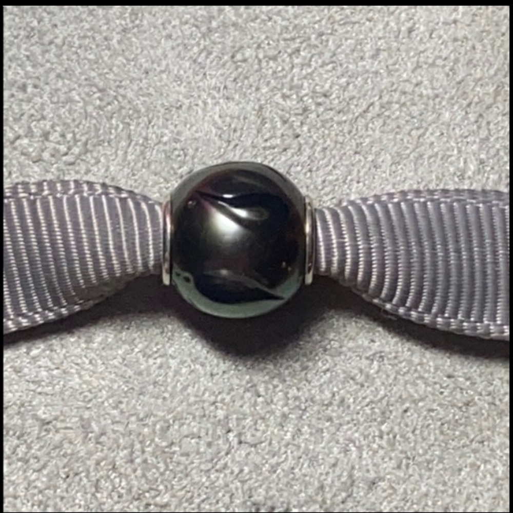 🦪Galatea Pearl🦪 SS Leaf Carved, Black South Sea Pearl *Queen Bead*, New~Worn 2x